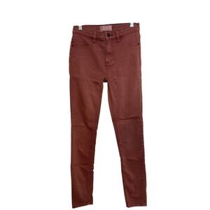 Free People Burgundy Maroon Mid Rise Skinny Denim Jeans Pants